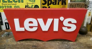 Vintage Levi’s Jeans 3d Store Display Advertising Sign Red Bat Wing