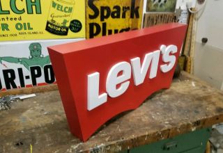Vintage Levi’s Jeans 3D Store Display Advertising Sign Red Bat Wing 2