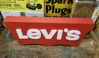 Vintage Levi’s Jeans 3D Store Display Advertising Sign Red Bat Wing 3