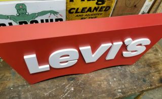 Vintage Levi’s Jeans 3D Store Display Advertising Sign Red Bat Wing 4