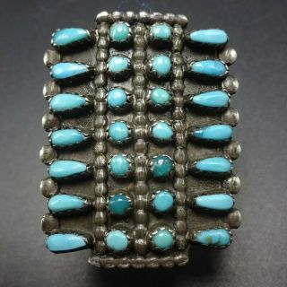 Best Vintage Navajo Sterling Silver Turquoise Petit Point Cluster Ring Size 6.  75