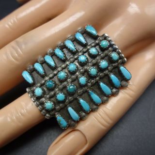 BEST Vintage NAVAJO Sterling Silver TURQUOISE Petit Point Cluster RING size 6.  75 3