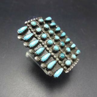 BEST Vintage NAVAJO Sterling Silver TURQUOISE Petit Point Cluster RING size 6.  75 5