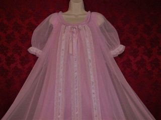 Spectacular Vtg Tosca Orchid Pink Chiffon Nightgown & Peignoir Set M
