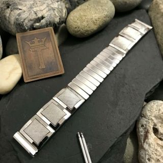 rare White Gold - Filled 17.  25mm 1959 Flex - Let USA Imperial Vintage Watch Band nos 3