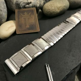 rare White Gold - Filled 17.  25mm 1959 Flex - Let USA Imperial Vintage Watch Band nos 4