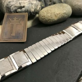 rare White Gold - Filled 17.  25mm 1959 Flex - Let USA Imperial Vintage Watch Band nos 6