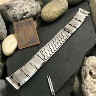rare White Gold - Filled 17.  25mm 1959 Flex - Let USA Imperial Vintage Watch Band nos 7