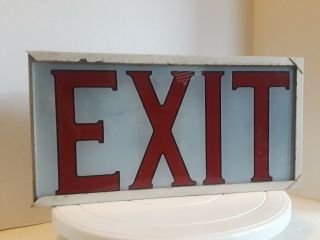 Vintage Reverse Painted Glass Exit Sign