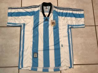 Rare Vintage Adidas Argentina National Team 1998 Home Soccer Jersey Men’s Xl