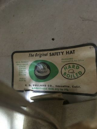Vintage Aluminum Hard Hat E.  D.  Bullard Co Hard Boiled Full Brim Safety Hat 6
