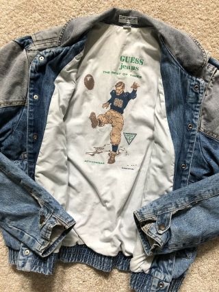 Rare Vintage 1986 Guess Jeans Georges Marciano Football Denim Jacket Medium
