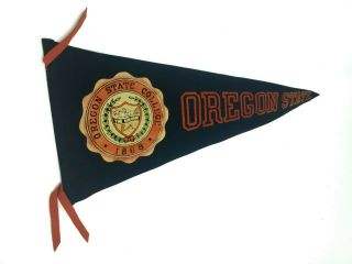 Very Old & Vintage Oregon State Wool Pennant W/ Raised Orange Lettering & Seal