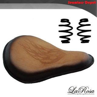 Larosa Hd Springer Style Seat - 15 " Vintage Tan Leather Hand Tooled Flame Design