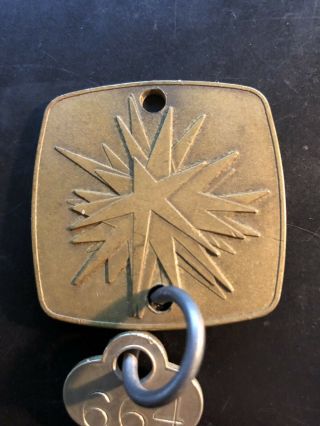 The Beverly Hilton - Beverly Hills California Vintage Hotel Brass Room Fob & Key
