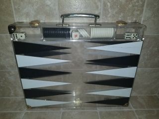 Rare Vintage Dapy Lucite Backgammon Set / Board / Case Made In France