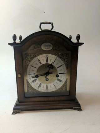 Vintage Bulova Tempus Fugit Mantle Clock - Germany With Key Recently Serviced