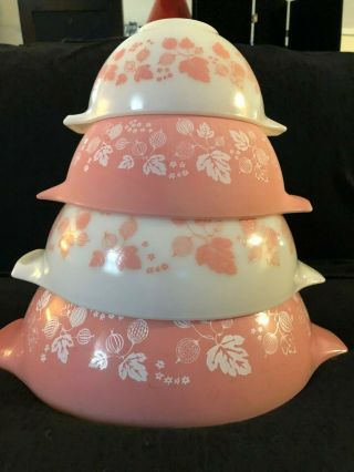 Vintage Pyrex Pink Gooseberry Cinderella Bowl Set - 4 Bowl Set