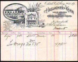 Oakdale Ca C1890 - Haslacher & Kahn - Grain - Vintage Letter Head History Rare