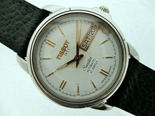 VINTAGE TISSOT VISODATE SEASTAR MENS SS AUTO THICK LUGS DAY DATE DW807 WATCH $1 2
