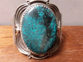 Huge Vintage Native American Navajo Turquoise Sterling Silver Cuff Bracelet 3