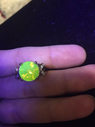 Rare Huge Yellow Uranium Vaseline Glass Size 6 925 Marked Ring
