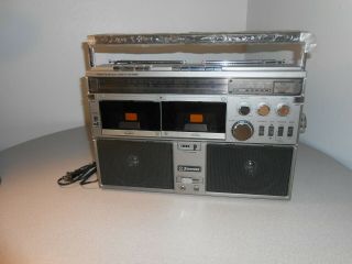 Vintage Emerson Ctr944 Dual Cassette Am/fm Stereo Portable Boombox Radio