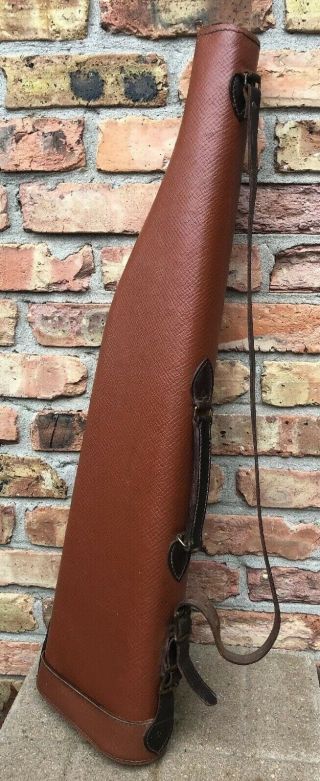 Vintage Brown Leather Shotgun Hard Shell Carry Case 32” Takedown Breakdown