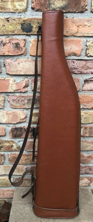 Vintage Brown Leather Shotgun Hard Shell Carry Case 32” Takedown Breakdown 2