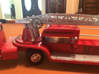 Vtg 1950 ' S TONKA PRESSED STEEL AERIAL LADDER TFD FIRE ENGINE TRUCK No.  5 4