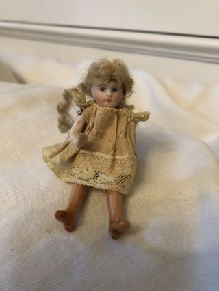 Antique Tiniest 3.  25” All Bisque German Kestner Mignonette Doll Dollhouse 3