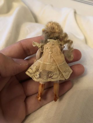 Antique Tiniest 3.  25” All Bisque German Kestner Mignonette Doll Dollhouse 4