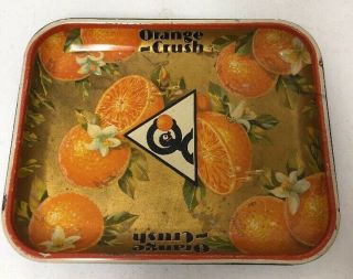 Vintage Orange Crush Soda Metal Tray Sign W/ Crushy & Orange Logo