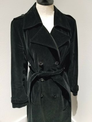 Vintage Black Velvet Souble Breasted Long Coat,  Larry Levine Retro Outerwear