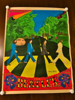 Rare Vintage Beatles Abbey Road Blacklight Poster