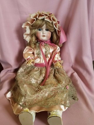Vintage German Doll In Pink Dress; 27 - Inches,  With Sleepy Eyes & Jointed Limbs