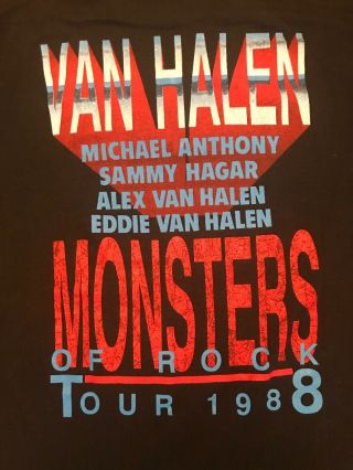 Vintage Van Halen Monsters Of Rock Tour 88 Concert Shirt Mens M 7