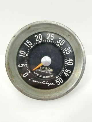 Vintage Chris Craft Tachometer Gauge With Engine Hours 50 
