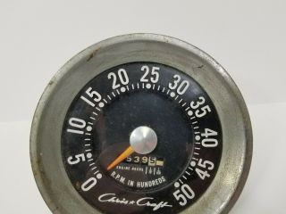 Vintage Chris Craft Tachometer Gauge with Engine Hours 50 ' s - 60 ' s 3