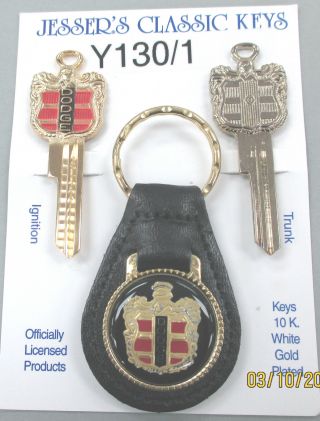 Vintage Dodge Crest Yellow Gold & Silver Plate 3 Piece Key Set 1949 - 1955 Keys