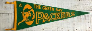 Vintage Green Bay Packers Nfl Football Team Full Size Pennant Rare