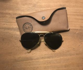 Vintage Bausch And Lomb Ray - Ban Aviator Sunglasses Gold Tone