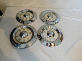 4 Ford Dog Dish Vintage Hubcaps T - Bird Farlane 1955 - 56 - 57 - 58 - 59 Wheel Covers