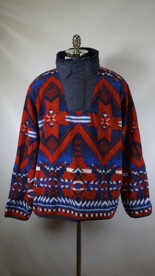 B5660 Vtg Polo Ralph Lauren Aztec Navajo Native Boho Fleece Jacket Size 2xl