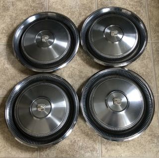 Cadillac Factory 15” Hubcaps Vintage Set Of 4