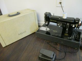Necchi Bu Nova Sewing Machine With Case And Foot Pedal - Vintage