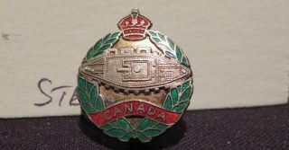 Canadian Armoured Corps Wwii Era Sterling & Enamel Lapel Pin