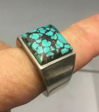 Vintage Robert Drozd Sterling Silver Mens Size 10.  5 Turquoise Ring
