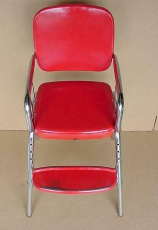 VINTAGE COSCO RED BABY HIGH CHAIR 1950 ' S 1960 ' S RED VINYL AND CHROME 3