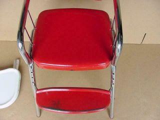 VINTAGE COSCO RED BABY HIGH CHAIR 1950 ' S 1960 ' S RED VINYL AND CHROME 6